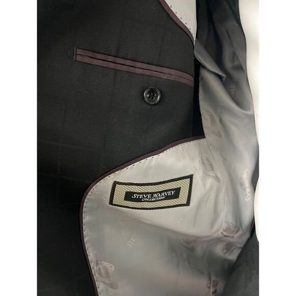 Steve Harvey Men Black Extra Fine Merino Wool Jacket Size 44R - Picture 10 of 14